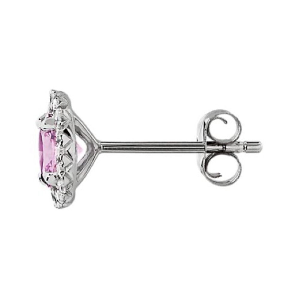 Pink sapphire and diamond earrings - Picture 5 of 7